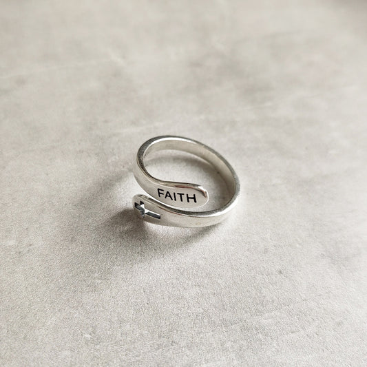 Faith & Cross Sterling Silver Ring
