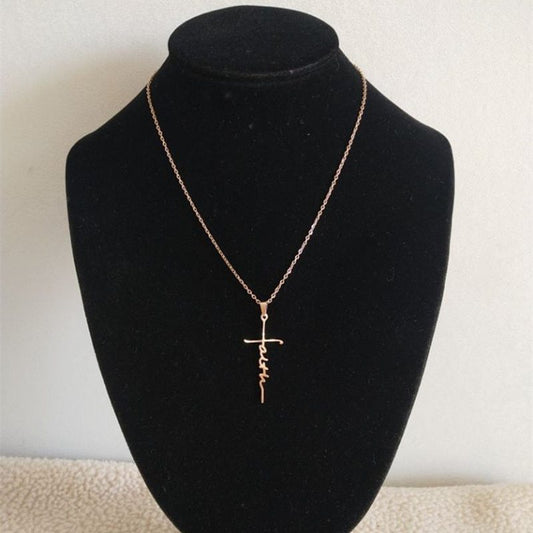 Faith Cross Letter Necklace