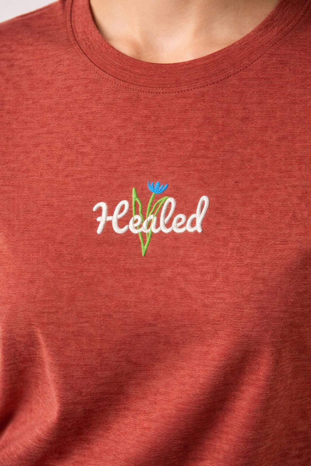 Detail shot of HEALED t-shirt